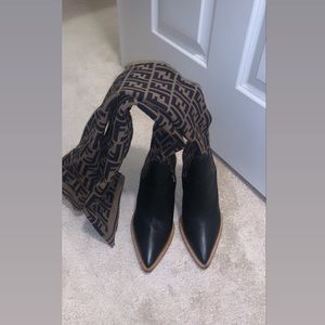 Authentic fendi sweater thigh boots